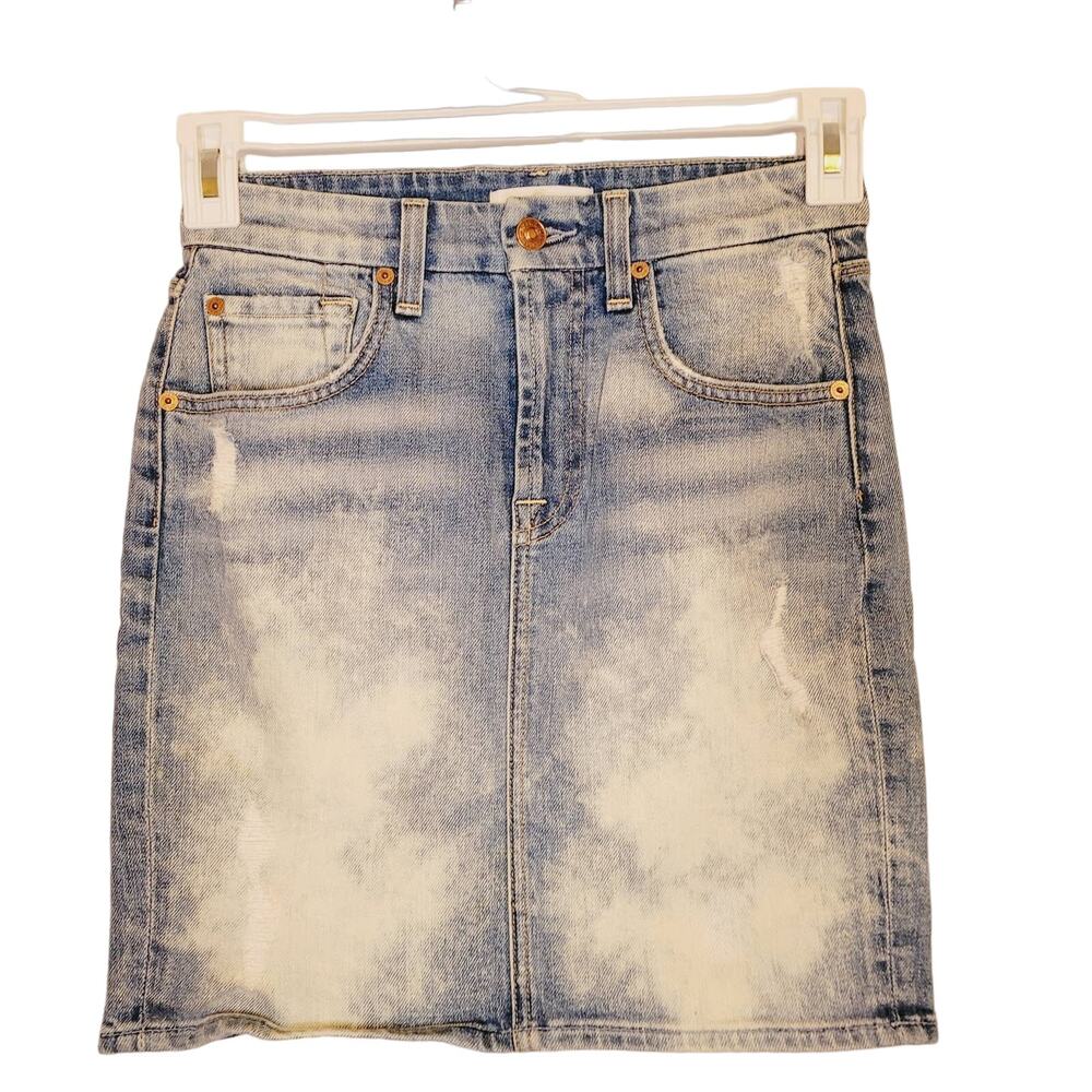 7 for All Mankind denim bleach washed pencil skirt retro Y2K size 24